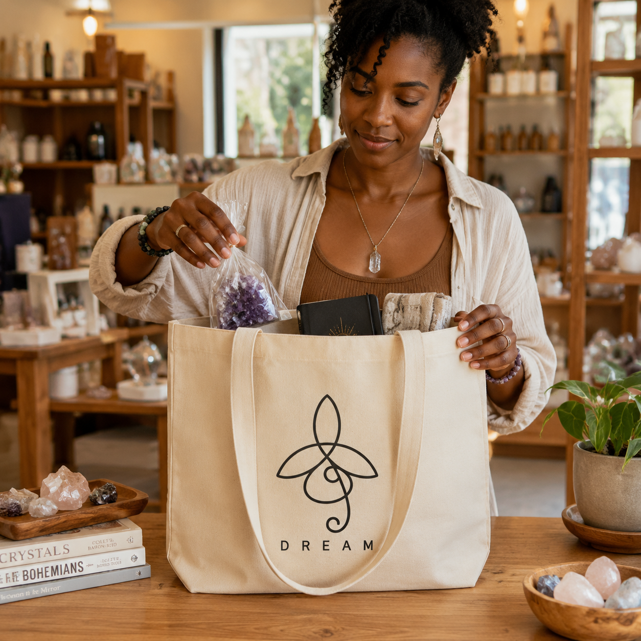 Carry the Dream Large Organic Cotton Tote Bag - Image 3