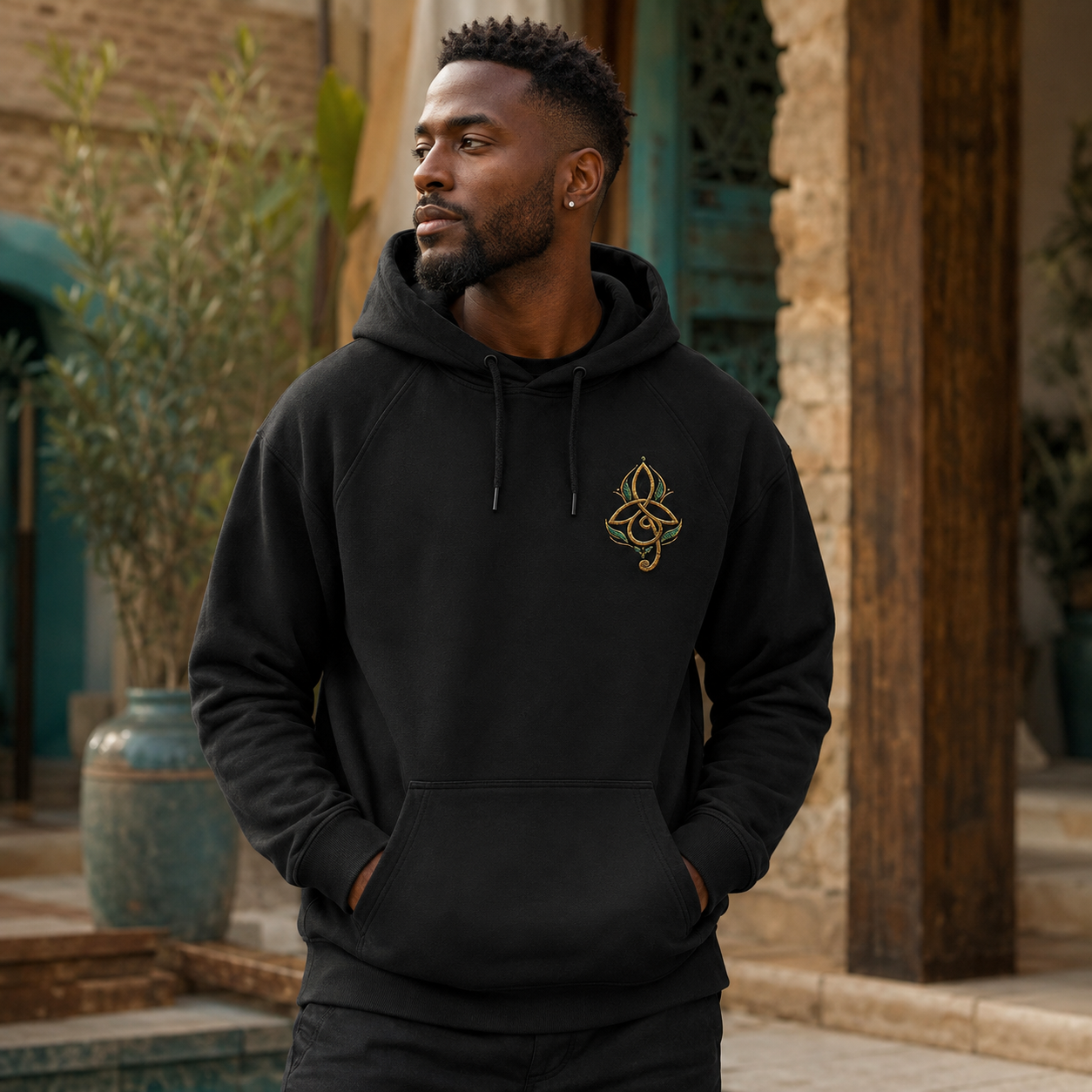 Sacred Harmony Organic Embroidered Hoodie — Unisex - Image 2