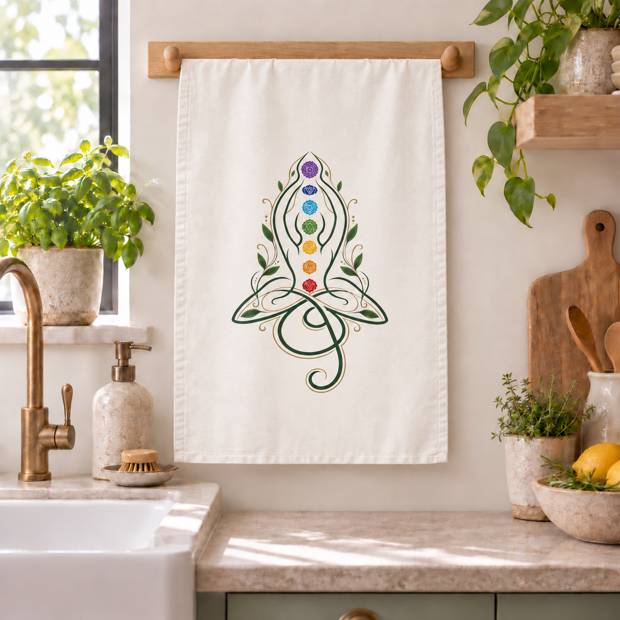 Sacred Chakra Harmony Organic Cotton Tea Towel - Image 2
