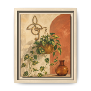 Sacred Growth Hanging Pothos Framed Matte Canvas Art