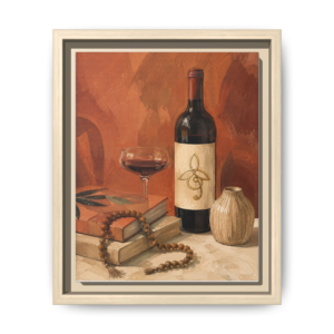 Ritual & Reflection Wine Still-Life Framed Canvas Art